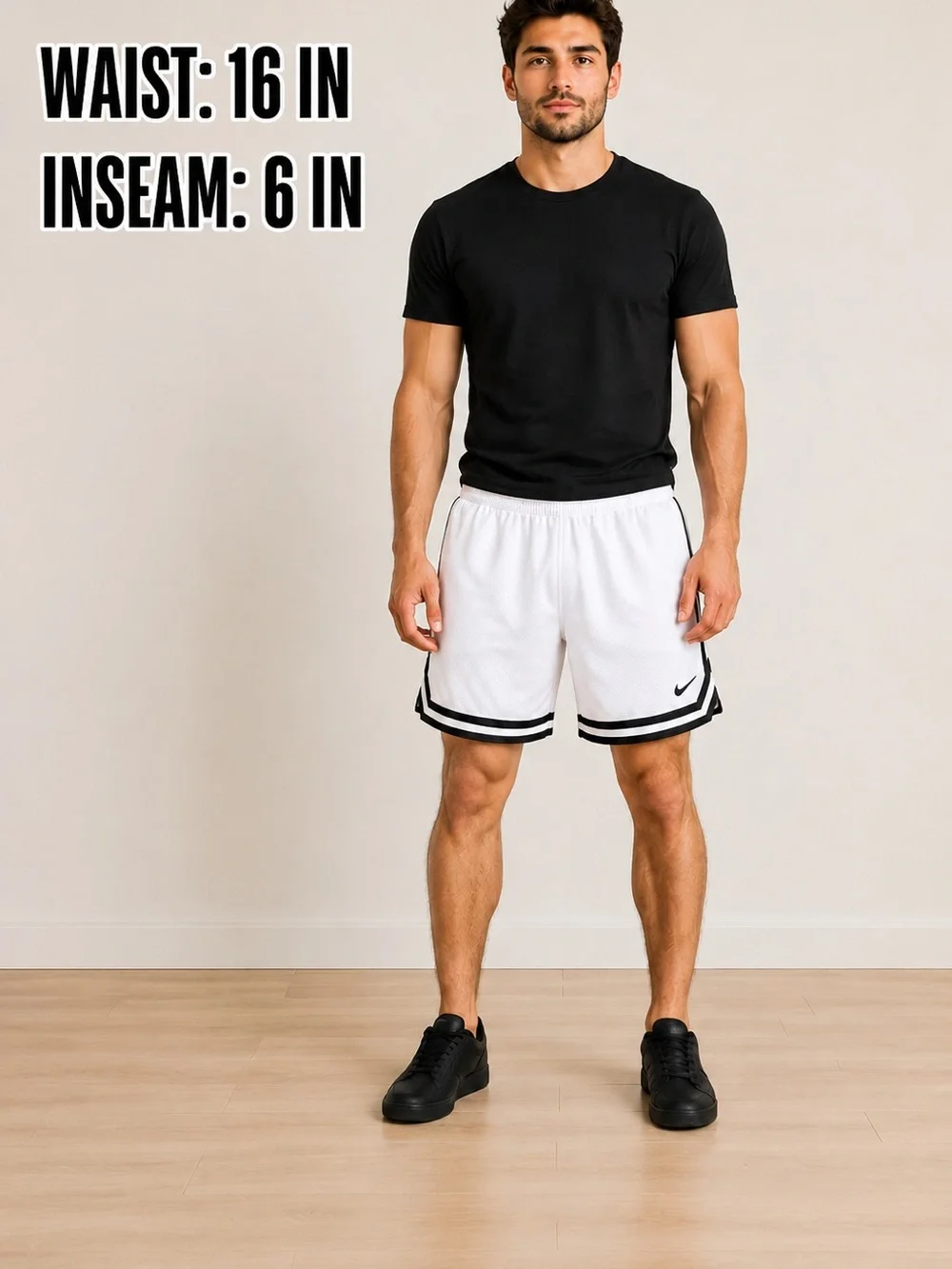 Nike Men’s White Mesh Basketball Athletic Shorts with Black Trim size Large